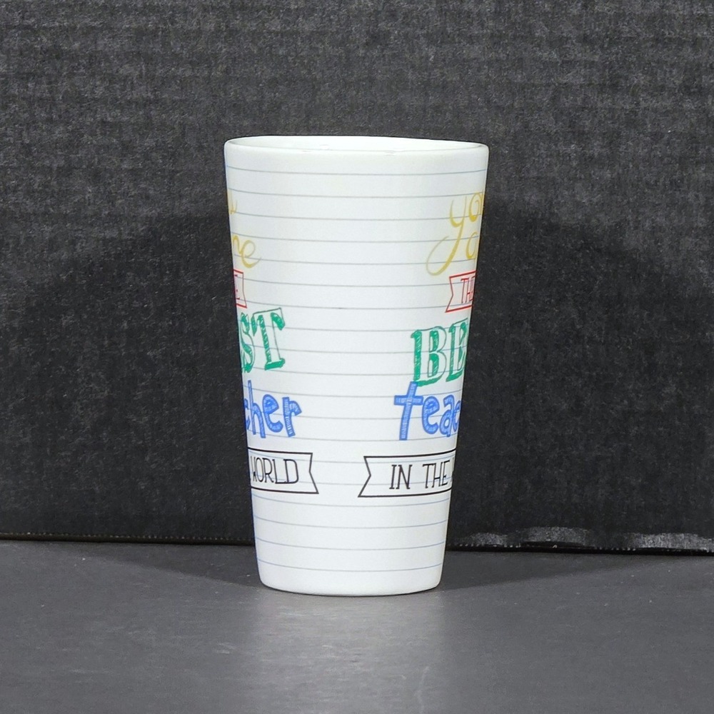 Bay Island Best‎ Teacher In The World Tall Ceramic Mug White Notebook Lined 2019 - Picture 4 of 5